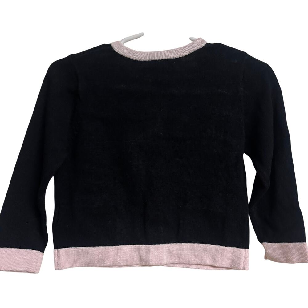 Kate Spade Baby Girl Cardigan 12M Black Pink Bow Button Pocket Cotton New - Picture 5 of 8